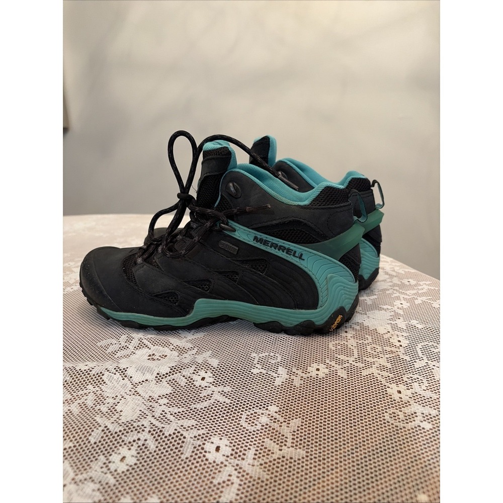 Merrell Ice Performance Hiking Shoes Women 8.5 Waterproof Black Gray Teal J18492